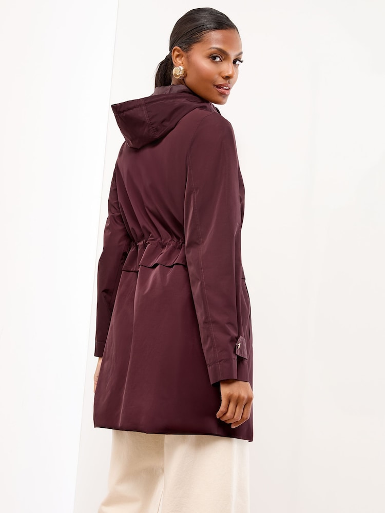 Lipsy Cherry Red Waisted Detail Shower Resistant Raincoat - Image 4 of 4