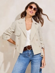 Lipsy Neutral Light Weight Trench Jacket With a Touch of Linen - Image 1 of 4