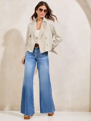 Lipsy Neutral Light Weight Trench Jacket With a Touch of Linen - Image 2 of 4