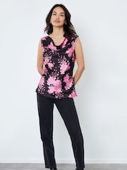 Another Sunday Purple Floral Print Cowl Neck Cami Top - Image 1 of 3