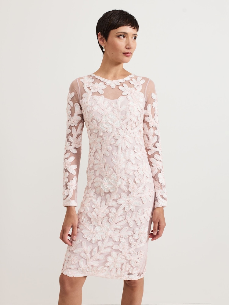 Phase Eight Blue Petite Karima Tapework Midi Dress - Image 1 of 6