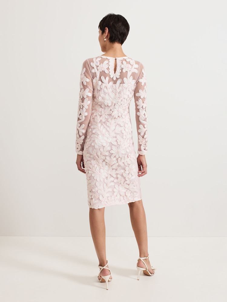 Phase Eight Blue Petite Karima Tapework Midi Dress - Image 2 of 6