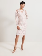 Phase Eight Blue Petite Karima Tapework Midi Dress - Image 3 of 6