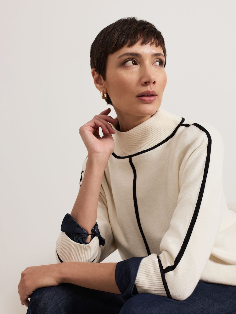 Phase Eight White Hallie Tipped Jumper - Image 2 of 3