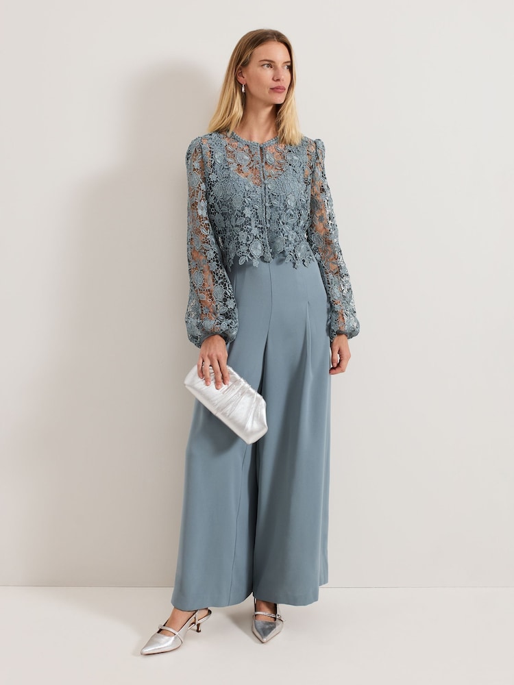 Phase Eight Blue Vanessa Lace Bodice Jumpsuit - Image 1 of 6