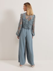 Phase Eight Blue Vanessa Lace Bodice Jumpsuit - Image 2 of 6