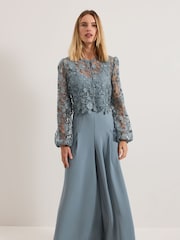 Phase Eight Blue Vanessa Lace Bodice Jumpsuit - Image 3 of 6