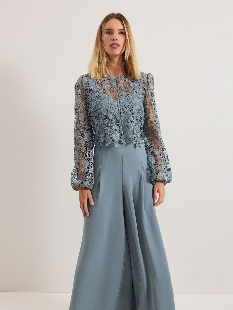 Phase Eight Blue Vanessa Lace Bodice Jumpsuit - Image 3 of 6