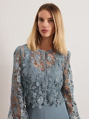 Phase Eight Blue Vanessa Lace Bodice Jumpsuit - Image 4 of 6