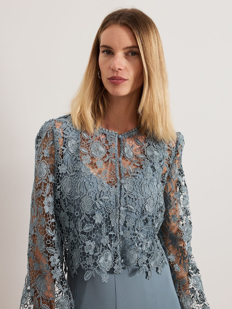 Phase Eight Blue Vanessa Lace Bodice Jumpsuit - Image 4 of 6
