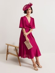 Phase Eight Pink Abbie Textured Plain Dress - Image 6 of 7