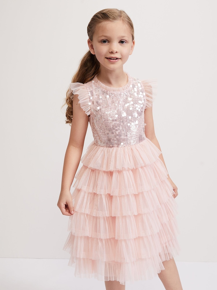 Phase Eight Pink Bobbi Beaded Tulle Dress - Image 1 of 7