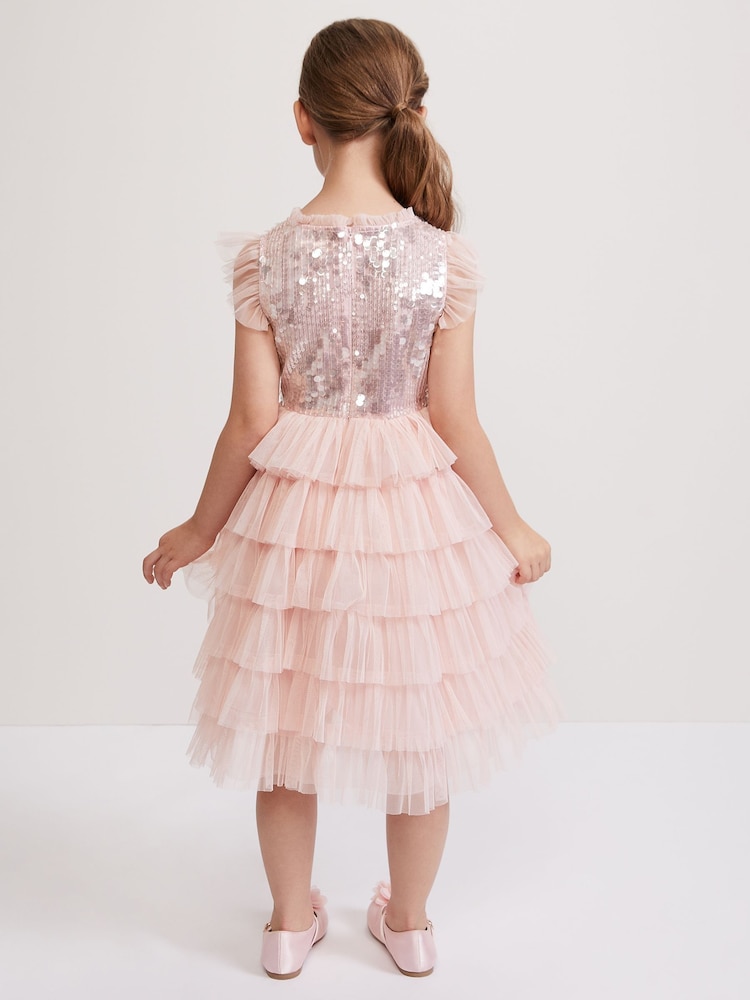Phase Eight Pink Bobbi Beaded Tulle Dress - Image 2 of 7