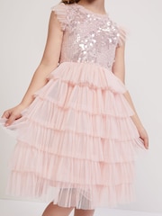 Phase Eight Pink Bobbi Beaded Tulle Dress - Image 6 of 7