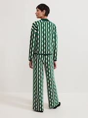 Phase Eight Green Payton Geo Jacquard Knitted Trousers - Image 2 of 7