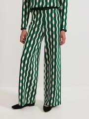 Phase Eight Green Payton Geo Jacquard Knitted Trousers - Image 3 of 7