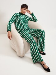Phase Eight Green Payton Geo Jacquard Knitted Trousers - Image 4 of 7