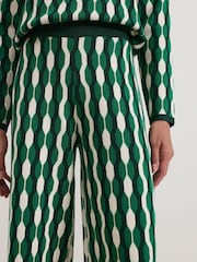 Phase Eight Green Payton Geo Jacquard Knitted Trousers - Image 5 of 7