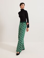 Phase Eight Green Payton Geo Jacquard Knitted Trousers - Image 6 of 7