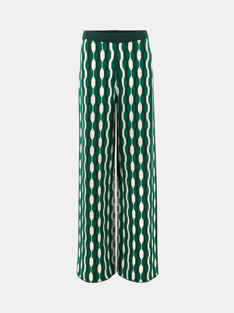 Phase Eight Green Payton Geo Jacquard Knitted Trousers - Image 7 of 7