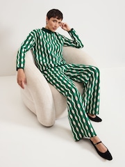 Phase Eight Green Payton Geo Jacquard Knit Top - Image 3 of 7