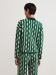 Phase Eight Green Payton Geo Jacquard Knit Top - Image 4 of 7