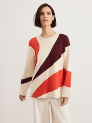 Phase Eight Orange Bettie Colourblock Swirl Jumper - Image 1 of 7