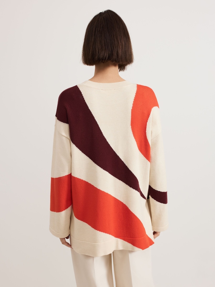 Phase Eight Orange Bettie Colourblock Swirl Jumper - Image 2 of 7