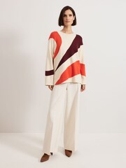 Phase Eight Orange Bettie Colourblock Swirl Jumper - Image 3 of 7