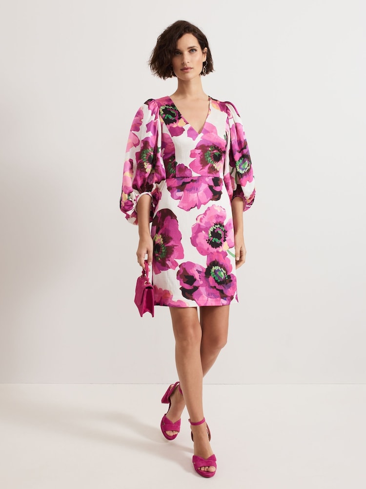 phase eight black floral dress Buy Fiona Print Puff Sleeeve from Next USA With a tie neck v-neck maxi DEIUOG 80 90s Fancy Size:43.5
