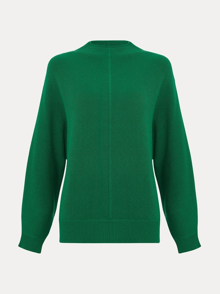 Phase Eight Green Jess Textured Funnel Neck Jumper - Image 6 of 6