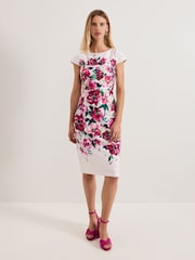 Phase Eight Pink Dannas Scuba Floral Print Dress - Image 3 of 7