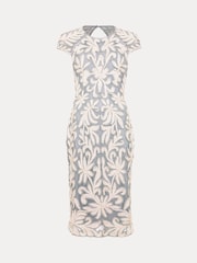 Phase Eight Blue Petite Karima Tapework Midi Dress - Image 6 of 6