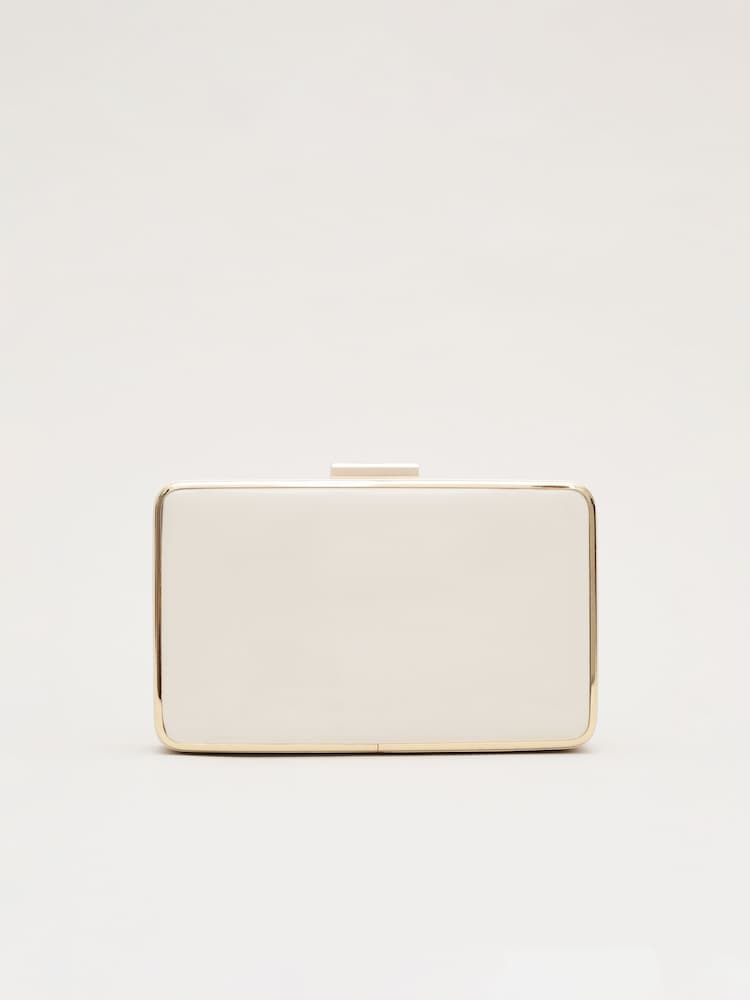Phase Eight White Patent Box Clutch - Image 1 of 7