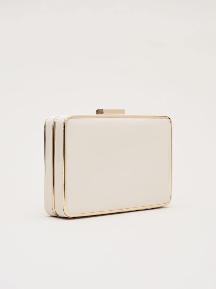 Phase Eight White Patent Box Clutch - Image 2 of 7