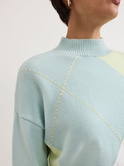 Phase Eight Green Darla Argyle Jumper - Image 6 of 7