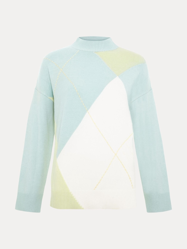 Phase Eight Green Darla Argyle Jumper - Image 7 of 7