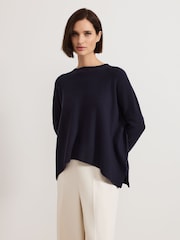Phase Eight Blue Kara Square Boxy Knit Top - Image 1 of 7