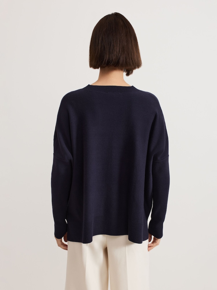 Phase Eight Blue Kara Square Boxy Knit Top - Image 2 of 7