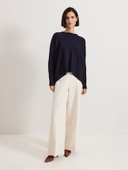 Phase Eight Blue Kara Square Boxy Knit Top - Image 3 of 7