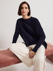 Phase Eight Blue Kara Square Boxy Knit Top - Image 4 of 7