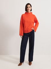 Phase Eight Orange Blaire Fluted Sleeve Knit Jumper - Image 3 of 7