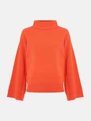 Phase Eight Orange Blaire Fluted Sleeve Knit Jumper - Image 7 of 7