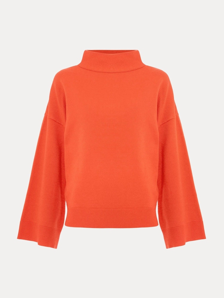 Phase Eight Orange Blaire Fluted Sleeve Knit Jumper - Image 7 of 7