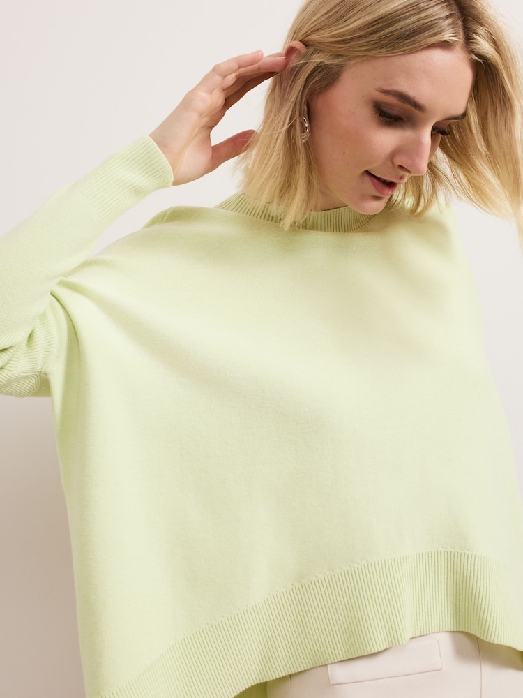 Phase Eight Green Kara Square Boxy Knit Top - Image 4 of 7