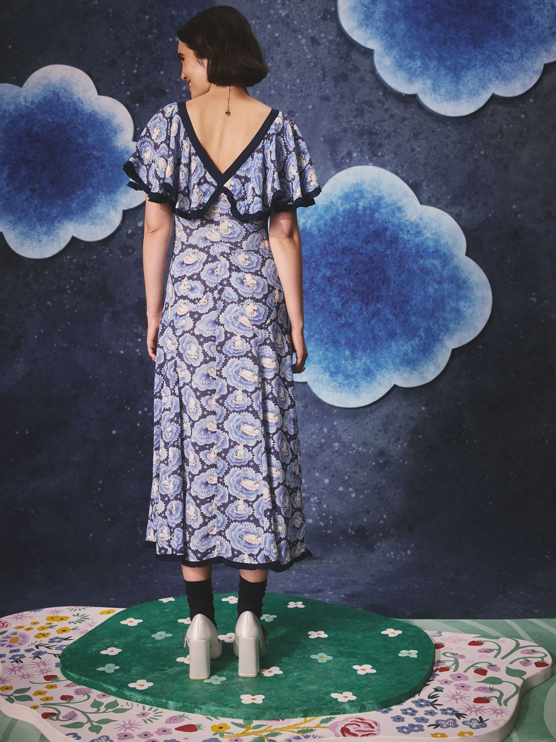 ワンピース Lure you in Angel cloud dress Buy Cath Kidston Blue Clouds Moomins Angel Sleeve Maxi Dress from