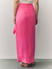 Pink Maxi Sarong Skirt with Linen - Image 3 of 9