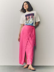 Pink Maxi Sarong Skirt with Linen - Image 4 of 9