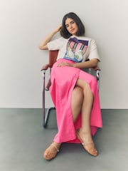 Pink Maxi Sarong Skirt with Linen - Image 5 of 9