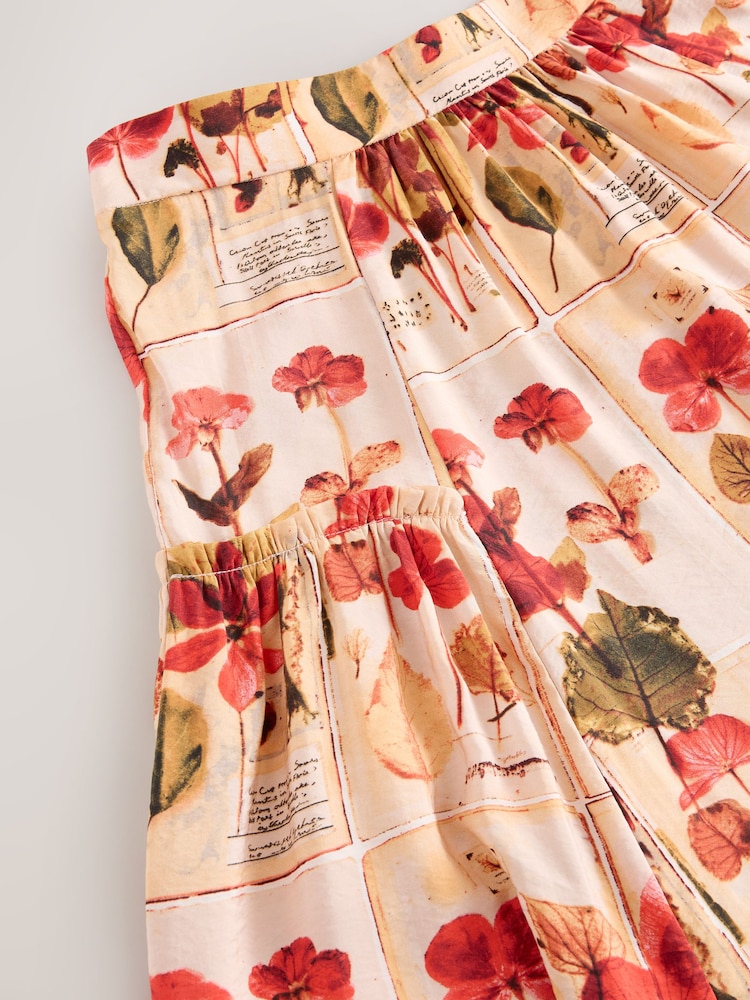 Red/Cream Print Lightweight Maxi Skirt - Image 3 of 3